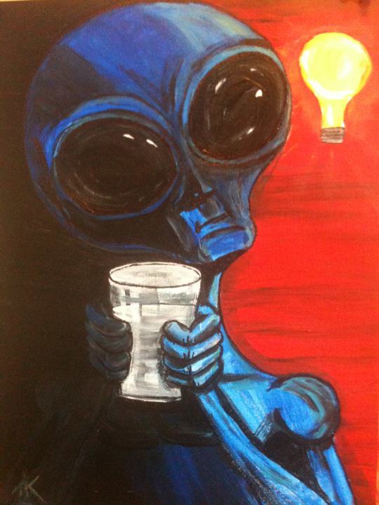 similar alien tim kelly artist glass half full alien art love