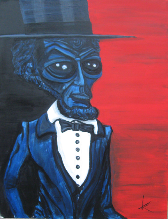 alien abe linciln painting similar alien tim kelly artist nyc alien art