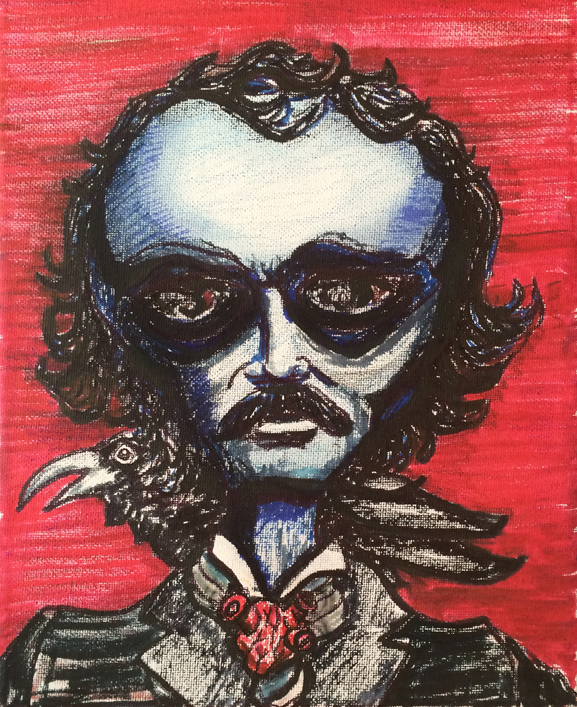 edgar allen poe similar alien tim kelly artist nyc brooklyn art alien raven tell tale heart