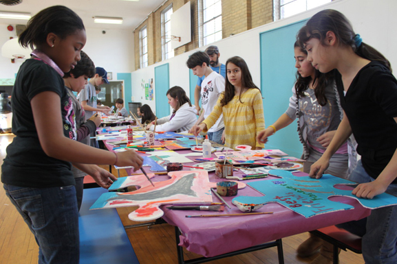 puzzle installation & collaborative project The Deal Elementary School tim kelly artist