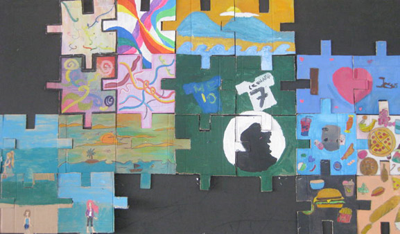 puzzle project indonesia surabaya IPH elementary School tim kelly artist world-wide art project collaboration