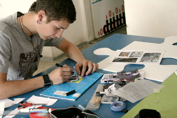 puzzle installation & collaborative project The Secondary School of Applied Arts in Kosice in Slovakia tim kelly artist nyc art is good