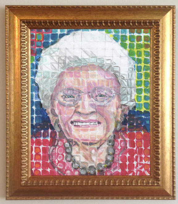 tim kelly artist nyc chuck close style portrait of grandparent brooklyn art tk art is good